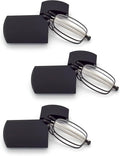 HIGHLIKE Hard Cases Folding Reading Glasses, Pocket Wallet Purse Compact Spring Hinge Readers, Transparent Clear Lens
