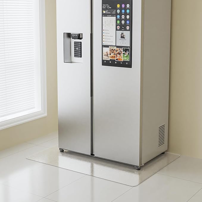 Small Clear Area Mat, 3'×3' PVC Waterproof Hard Floor Mat for Under Refrigerator, Under Plant Pots