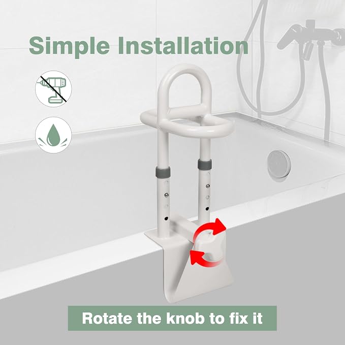 YEEGO DIRECT Bathtub Safety Rail, Height Adjustable Shower Bathtub Grab Bars for Seniors, Innovative Triple Grip Bathtub Handles for Seniors, Waterproof Frame, 300 LBS Weight