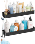 Yieach 2 Pack Black in Shower Organizers,Adhesive Shower Caddy,No Rust Acrylic Shower Shelves & Storage Rack,Plastic Bathroom Shelves,Bathtub Storage Organizer,Shampoo,Conditioner Holder for Washroom