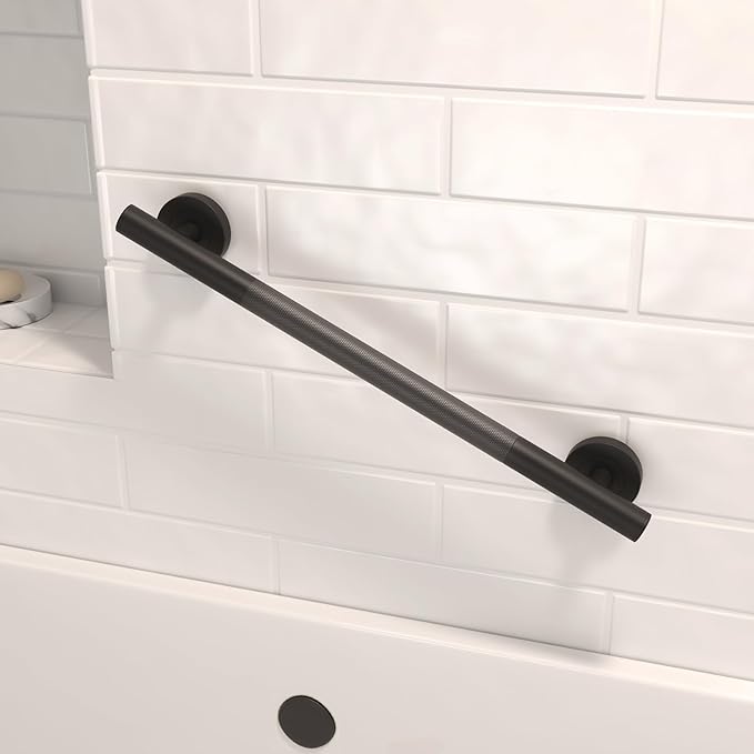 Lava Odoro Black Shower Grab Bars, 3 Pack Stainless Steel Bathroom Safety Grab Bar 36" 24" 18", Upgrade Anti-Slip Knurling Shower Grab for Bathtub, Shower Handles for Elderly Handicap, ADA Compliant