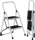 SOLADDER 2 Step Stool, Folding Step Ladder with Wide Anti-Slip Pedal & Safety Lock, Step Stool for Kitchen, Bathroom, Office, 300lbs Capacity