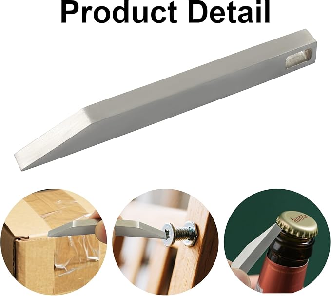 2 Pcs Stainless Steel Pry Bar, EDC Keychain Prybar, Bottle Opener, Box Opener, Screwdriver and Multi-purpose tools