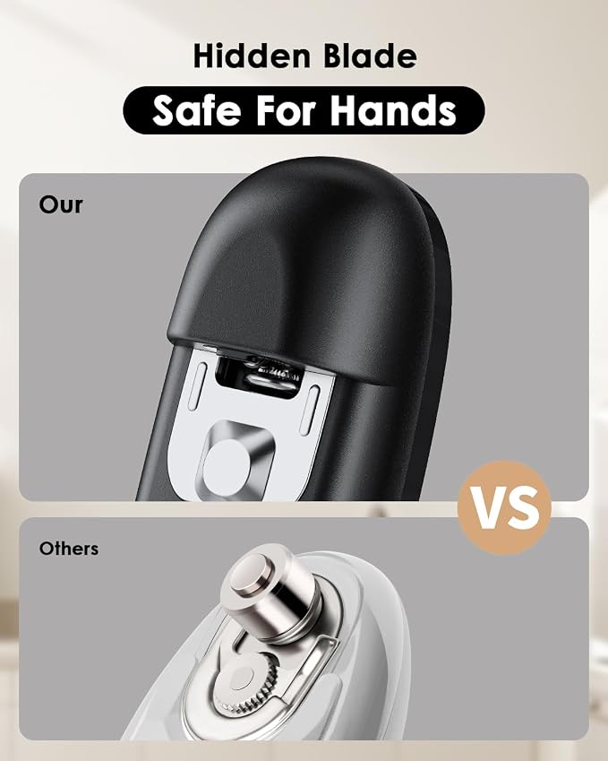 Canslab CORE Electric Can Opener_Single Touch Automatic Can Opener for Seniors with Arthritis, Auto Shut-off, Cordless Battery Powered, Side Cut, Smooth Edge, Handsfree, for Small or Large Cans, Black