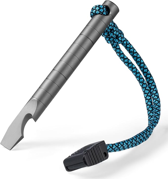 TISUR Titanium EDC Pry Bar, Keychain Prybar Multitool With Beer Bottle Opener, 6 in 1 Portable Pocket Mini Crowbar Tool (Gray)