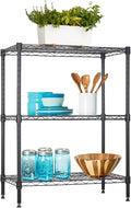 BestOffice 3-Shelf Adjustable Metal Storage Shelves Wire Shelving Unit Organizer Wire Rack 450Lbs Capacity for Small Places Kitchen Garage 23Lx13.2Wx30.2H,Black