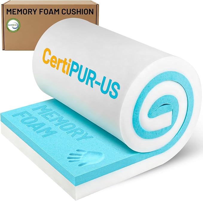 Memory Foam Upholstery, CertiPUR-US Certified 2.5 Lb Density Memory Foam and High Density Sponge 72"L×24"W×3"Thick Support Focused for Back Discomfort Long Sitting Guest Beds