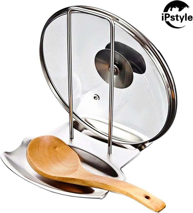 Pan Lid Holder Progressive Lid and Spoon Rest Shelf 304 Stainless Steel Pan Lid Organizer Kitchen Decor Tool