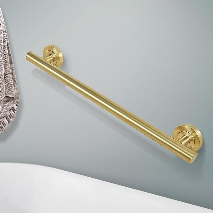 Lava Odoro Shower Grab Bar, Modern Stainless Steel Handicap Grab Bar for Bathtubs and Showers, Shower Safety Bar for Seniors Disabled, ADA-Compliant (Brushed Gold, 12 Inch)