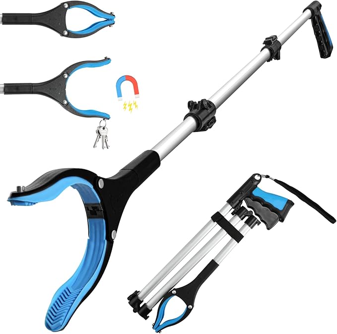 Housolution Reacher Grabber Tool, 43" Extra Long Grabbers for Elderly, Lightweight Handy Trash Claw Grabber with Magnets, Reaching Assist Tool for Trash Pick Up, Arm Extension, Litter Picker (Blue)
