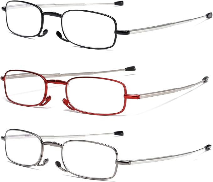 Folding Reading Glasses for Men Women, Keychain Compact Readers Blue Light Portable Pocket Eyeglasses