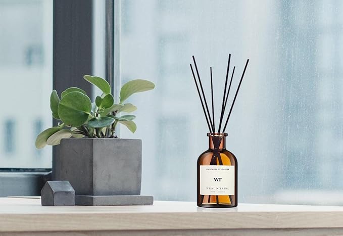 WEALD TRIBE Reed Diffuser Set for Bathroom Decor, Sticks Diffuser with Essential Oils Included | Ocean Scent 4.0 fl oz Fragrance Oil | Defusers for Home Living Room Shelf Decor Apartment Essentials