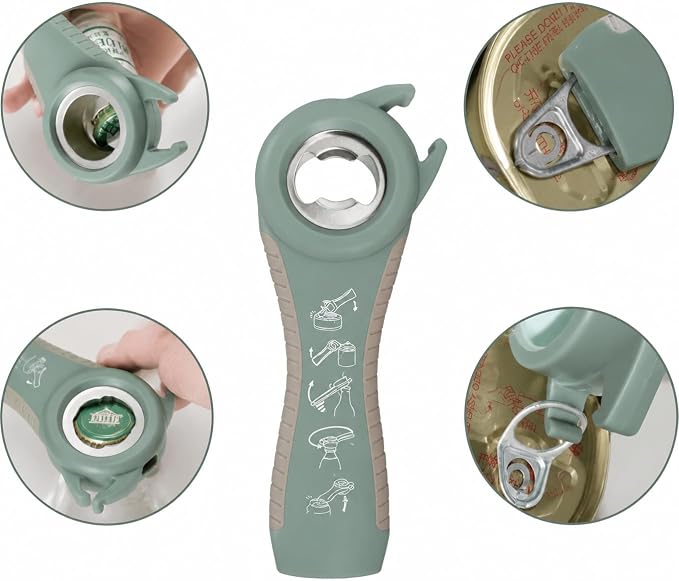 Opener | 5-in-1 Non-Slip Bottle Opener for Weak hands, Seniors with Arthritis and Anyone with Low Strength, featuring a leverage opener, a can opener, and a wine bottle opener