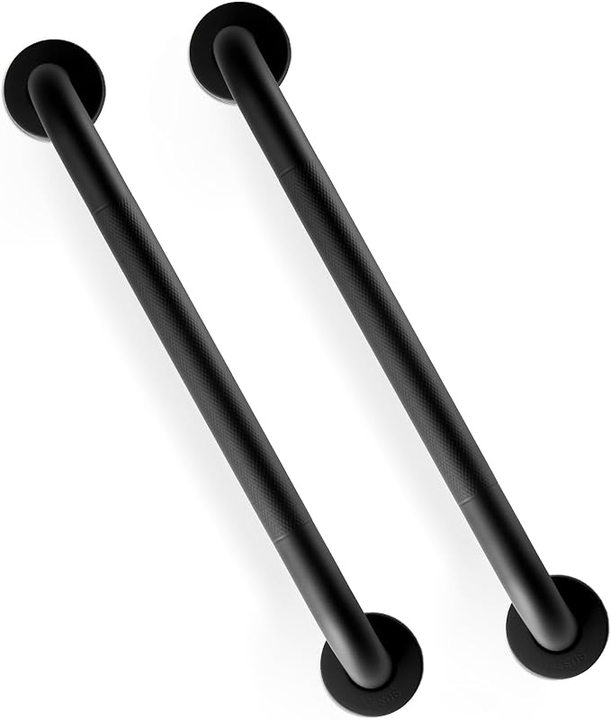 Grab Bars for Shower, Zynuhmo 2 Pack 16 Inch Anti Slip Stainless Steel Bathroom Safety Shower Grab Bar Handrails for Handicap Injury Pregnant Senior Assist Shower Handles(Matte Black, 1" Diameter)