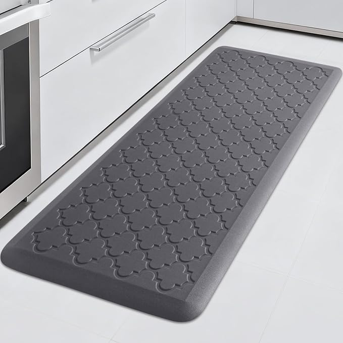 TranquilRelax 4/5 Inch Thick Anti-Fatigue Kitchen Mat Water Resistant Non-Slip Kitchen Floor Mat Ergonomic Comfort Standing Mat for Home Kitchen Office Laundry 17.3"x 47" Grey