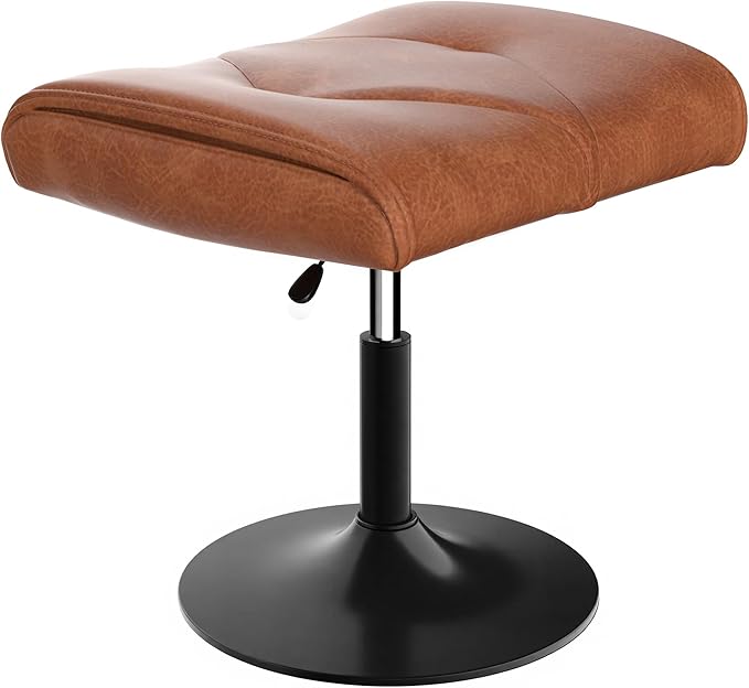 VECELO Foot Rest Under Desk Ottoman, PU Height Adjustable Footrest with Comfort Padding, Leg Rest for Desk for Relieving Leg Pain, Stiffness, and etc, Brown
