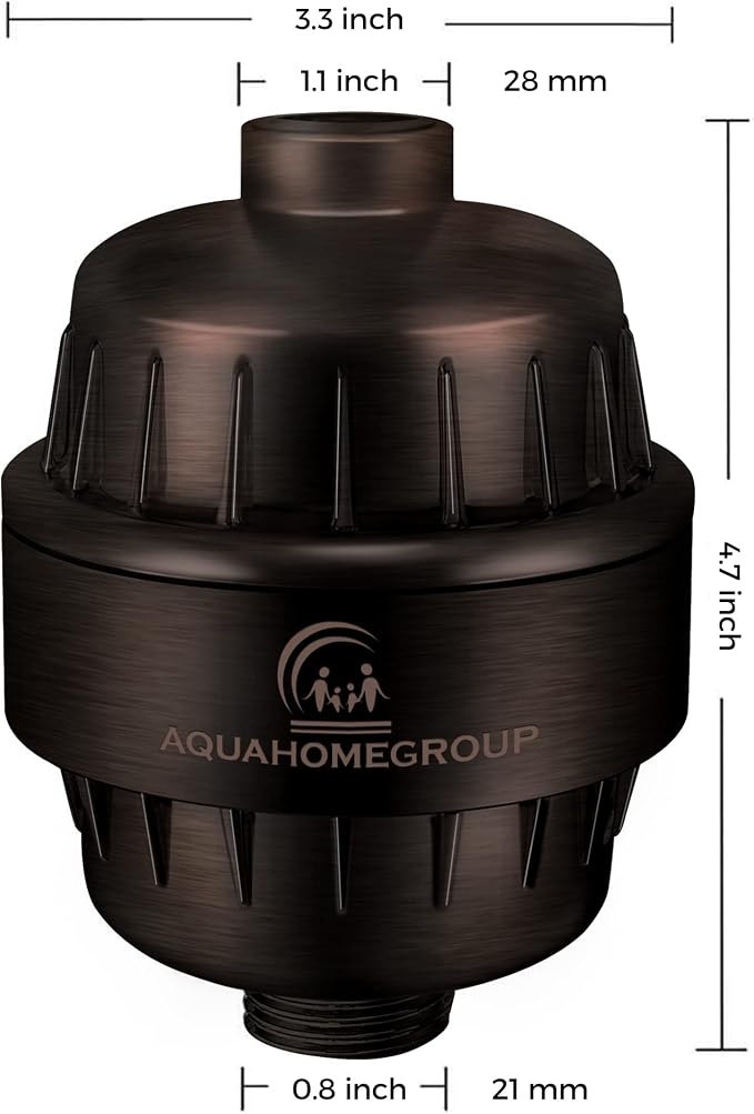 AquaHomeGroup 20 Stage Shower Filter with Vitamin C E and A - Reduces Chlorine, Heavy Metals and Sediment - 2 Cartridges Included - Oil Rubbed Bronze