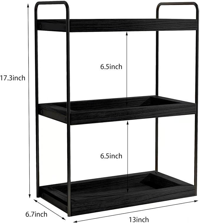 Dorhors 3 Tier Bathroom Counter Organizer,Countertop Bathroom Storage Shelf,Counter Tray and Vanity Organizer (Black)