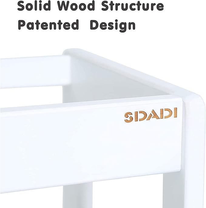 SDADI LT05W Mother's Helper Adjustable Height Kitchen Step Stool, Children Kids Toddlers Counter Level Learning Stool for Kitchen and Bathroom, White