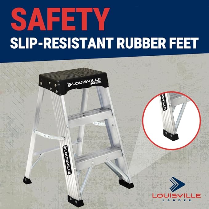 Louisville Ladder 2-Foot Aluminum Step Stool Industrial, 300-Pound Load Capacity, Type IA, AS3002