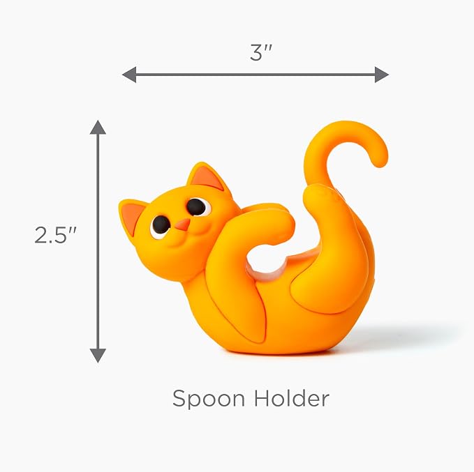 Orange Cat Spoon Rest for Stove Top – Silicone Pot Clip Utensil Holder & Lid Lifter – Funny Kitchen Gadget, Unique Orange Tabby Cat Gifts for Women – 3" x 2.5"