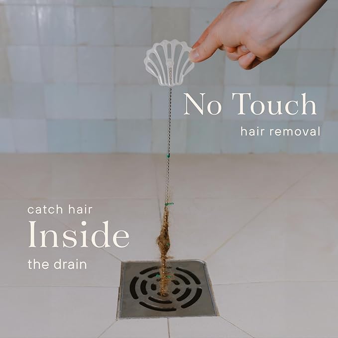 DrainWig Shower Drain Hair Catcher – Disposable Bathroom Hair Trap, Easy to Install in Shower Drain Cover, Helps Prevent Clogs – As Seen on Shark Tank - Bathroom Accessories - Shell (2-Pack)