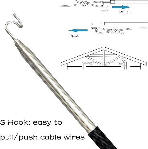 Pickup Grabber Telescopic Magnetic Pickup Tool with Hook Pick-Up Pole Wire Fish Stick Pocket extendable Magnet Pickup Tool (72")