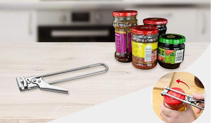 Master Jar & Bottle Opener, Adjustable Multifunctional Stainless Steel Can Opener Jar Lid Gripper, Manual,Kitchen Accessories（Silver）