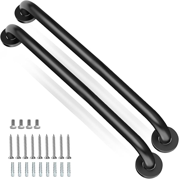 Shower Grab Bars, 2 Pack 24 Inch Heavy Duty Non-Slip Bathroom Grab Bars, 1.25" Diameter Bathroom Safety Handle for Elderly, Handicap Assist Grab Bar for Bathtub/Shower/Toilet