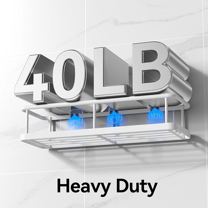 YASONIC Shower Caddy, Large Capacity Bath Organizer with Soap Holder and 12 Hooks, 6 Pack Rustproof Bathroom Shelves for Inside Shower, No Drilling&Sleek Bathroom Organizers and Storage White