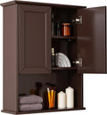 VANIRROR Wall Cabinet, 23x29 inch Medicine Cabinet, Over Toilet Storage with Adjustable Shelf, Wooden Expresso Bathroom Cabinet with 2 Doors