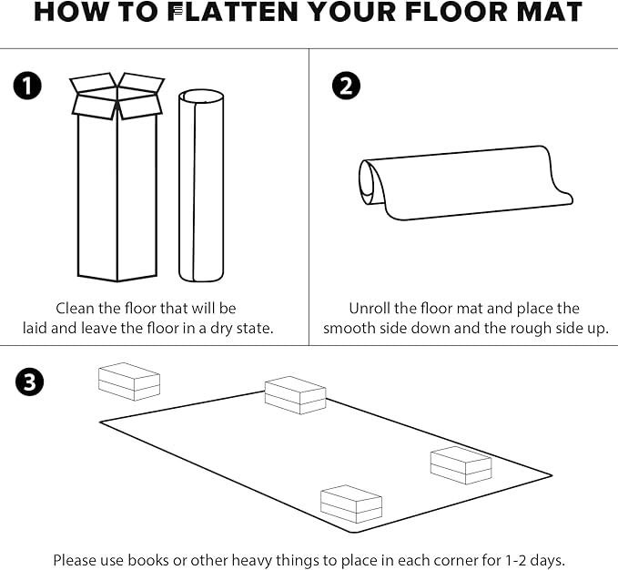 Vinyl Floor Mat for Home, Black Waterproof Area Mat for Under Dining Room Table, Sturdy Plastic Rug Protector for Kitchen, Living Room, Yard, Garage (3'×5')