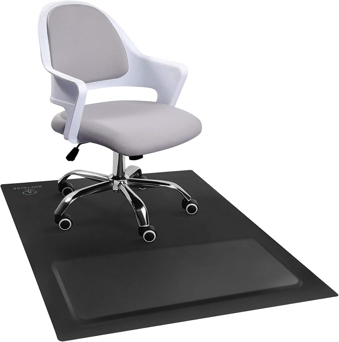 Anti-Fatigue Standing Office Chair Mat for Hardwood Floor with Cushioned Foam Foot Support, 48” x 36” Desk Chair mat, Scratch Resistant and Waterproof Anti-Slip Surface, Soft Ergonomic Cushion