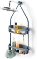 Umbra Flex Hanging Shower Caddy with 2 Shelves, Bathtub Shelf and Bathroom Organizer, Slate Blue