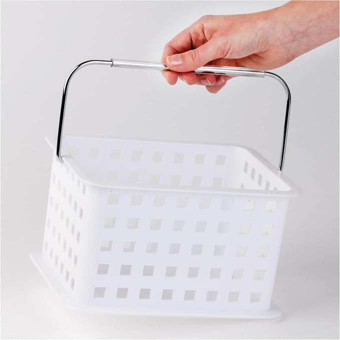 iDesign Portable Shower Caddy Basket with Handle for College Dorm or Bathroom - White - Made in USA