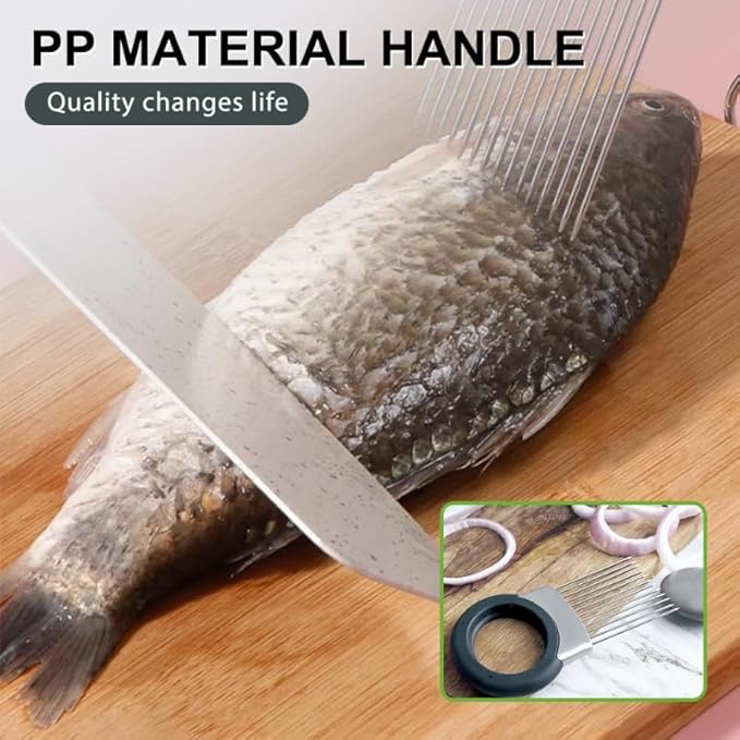 Stainless Steel Onion Slice Holder, Lemon Slicer Vegetable Cutter, Chopper Slicing Assistant Tool for Meat, Onion, Potato, Tomato Home Kitchen Tools (B-1 PCS)