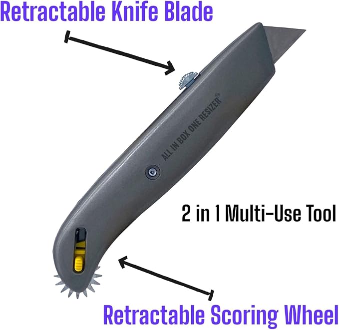 Box Resizer Tool with Scoring Wheel - Utility Knife Cardboard Scorer, Reducer - Box Cutter Sizer Tool for Resizing Reducing Size of Shipping Boxes