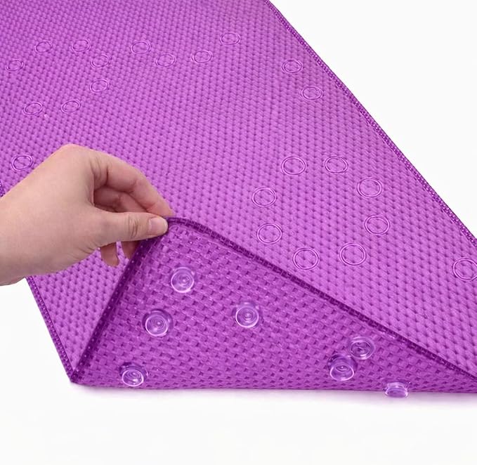 Bathtub Mat Non Slip, Bath Mat for Tub Non Slip, Tub Mat Extra Large 36 x 17 in, Bathtub Mat with Suction Cups & Drain Holes, Soft Foam, Machine Washable, Purple