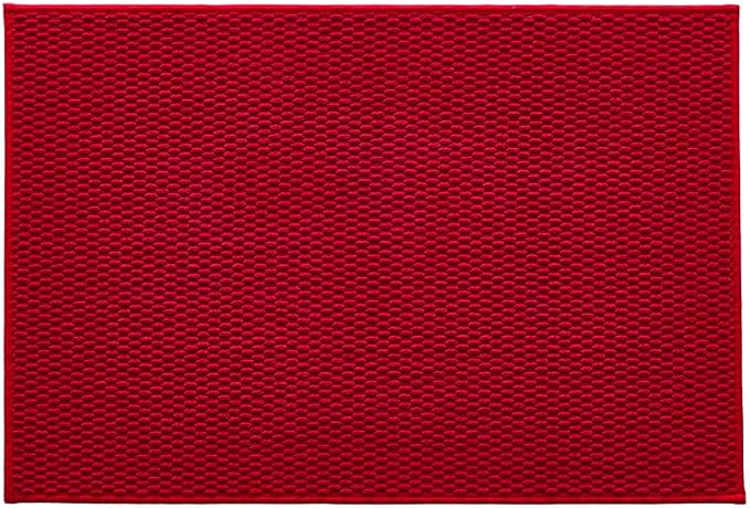 TYUU Christmas Bathroom Rugs Non Slip Washable, Super Absorbent Thin Bath Mat Quick Dry Low Pile Bathroom Rug, Red 24"x36"