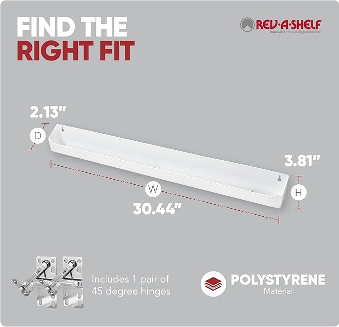 Rev-A-Shelf 30" Plastic Tip-Out Tray Organizer for Sink Base Cabinets, Home Kitchen and Bathroom Organization, Min Opening Width of 32.75", White, LD-6591-30-11-1