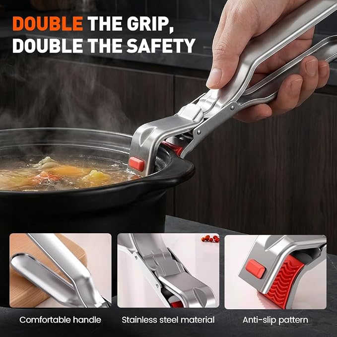 Hot Plate Grippers, 2026 Upgraded Multi Purpose Hot Plate Gripper, Anti-Scald Bowl Dish Grippers for Kitchen (1 PCS)