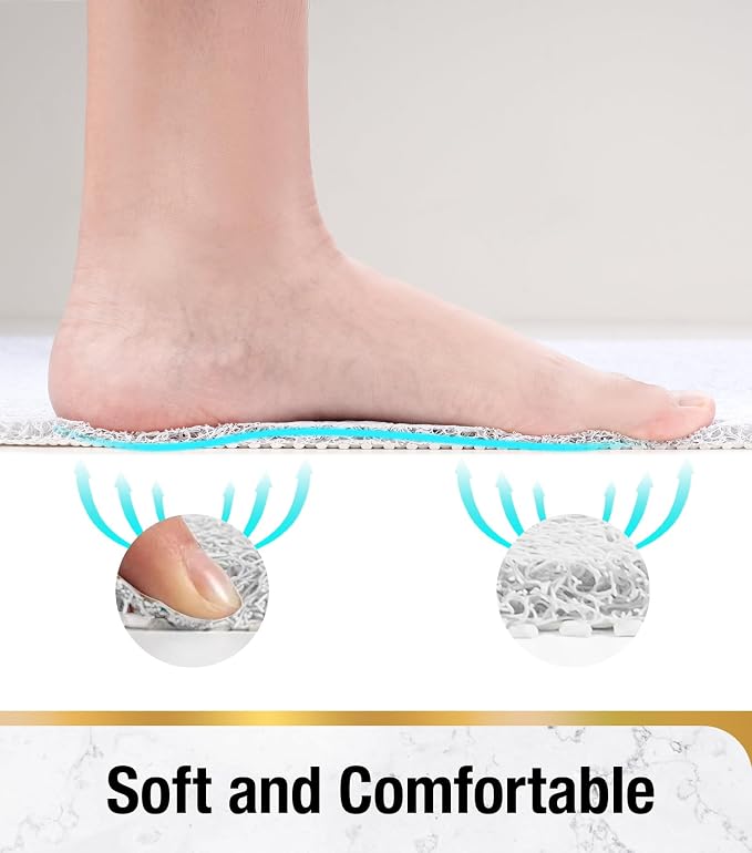 HITSLAM Square Shower Stall Mat, 21 x 21 Inch Non Slip Bath Mat for Tub, Soft PVC Loofah Bathtub Mats, Quick Drying Bathroom Shower Mat Anti Slip, Soft on Feet, White