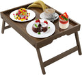 Artmeer Bed Tray Table with Folding Legs,Bamboo Breakfast in Bed for TV Table, Laptop Computer Tray,Eating,Snack Tray (Walnut Large)