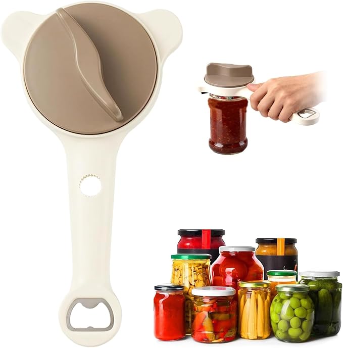 New Jar Opener for Seniors, 4-in-1 Can Openers for Weak Hands & Arthritis Sufferers with Non Slip Teeth, Ergonomic Non-Slip Handle, Fits 1-3.5 Inch Kitchen Mason Jars, Bottle & Cans