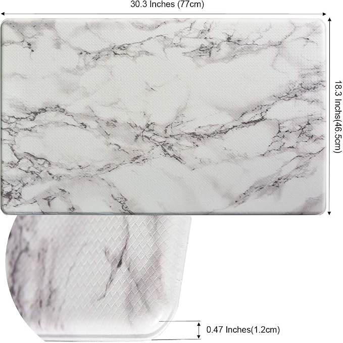 Art3d Premiun Reversible Anti-Fatigue Kitchen Mat, Anti-Slip Floor Comfort Mat for Kitchen, Bathroom, Laundry Room or Office (18x30, Marble Design)