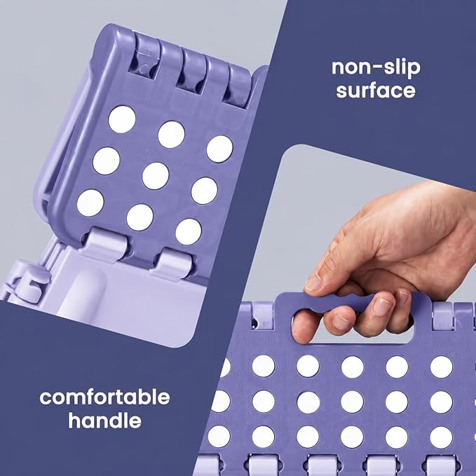 ACSTEP 13 Inch Folding Step Stool,Foldable Step Stools for Kids and Adults 300 LB Capacity, 300 LB Capacit Suitable for Kitchen Fishing (Purple)