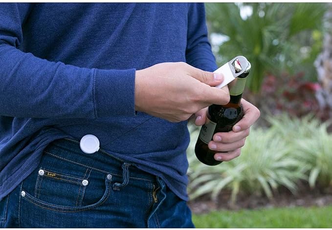 Retractable Flat Beer Bottle Opener with Belt Clip for Bartenders,Waiter (Black 3-Pack)
