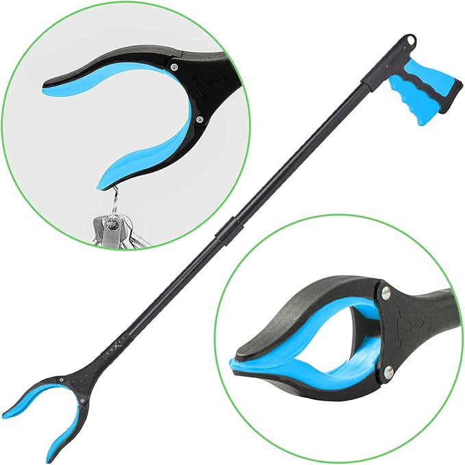 Grabber Reacher Tool - 2 Pack - Updated Version Long 32 Inch Foldable Pick Up Stick - Strong Grip Magnetic Tip Lightweight Trash Picker Claw Reacher Grabber Tool Elderly Reaching - by Luxet (Blue)