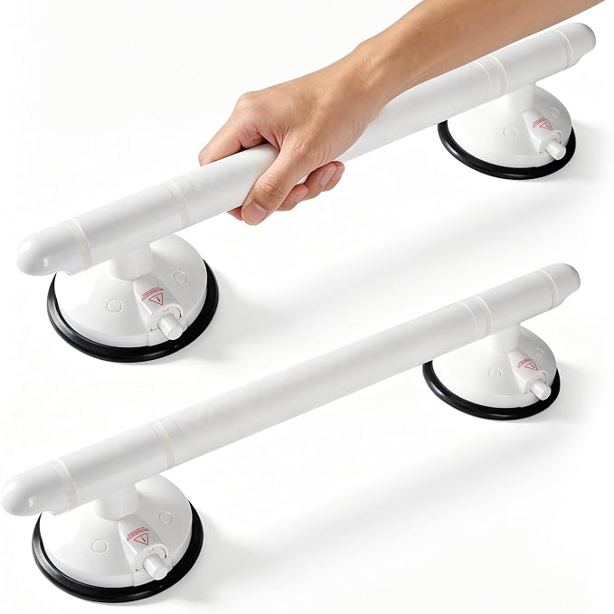 18.5inch Upgrade Suction Shower Grab Bar, Portable Shower Handle Bar Suction Grip Bar Bathtub Handle with Strong Hold Suction Cup Fitting and Rapid Release for Bathroom 1PACK
