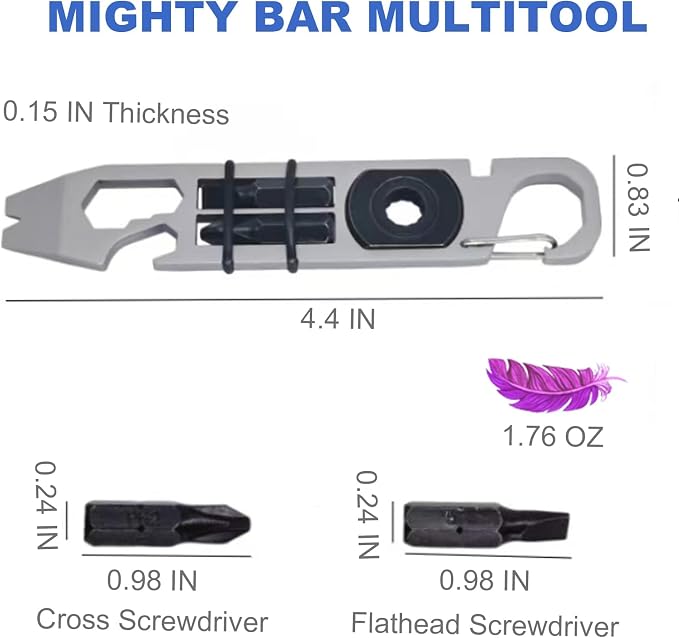EDC Pry Bar, mighty bar, Keychain Crowbar, Multi Functional Pocket Pry Bar with Wrench,Ratchet screwdrivers, Can Box and Bottle Opener, Versatile Companion for Everyday Carry and Camping Accessories